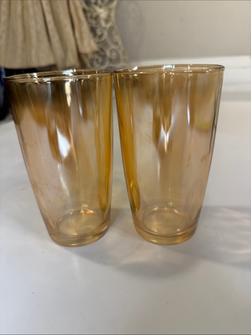 Pair of Amber Glass Tumblers